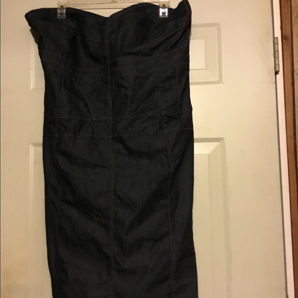 Dark denim strapless dress